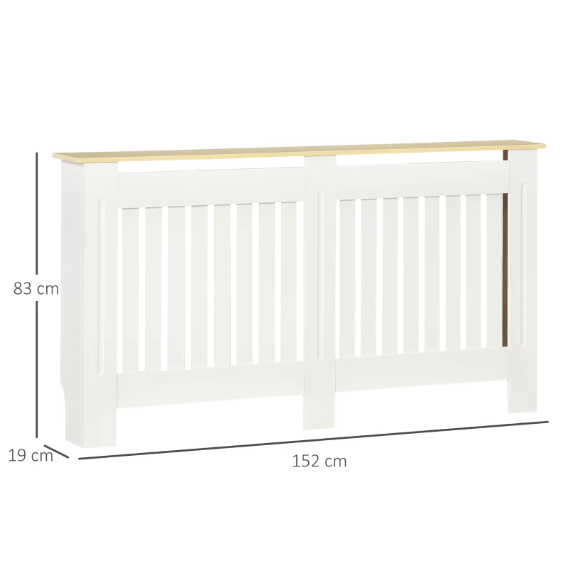 HOMCOM Cubre Radiador 152x19x83 cm Cubierta de Radiador de MDF con Dispositivo Antivuelco Diseño Moderno para Sala de Estar Dormitorio Blanco