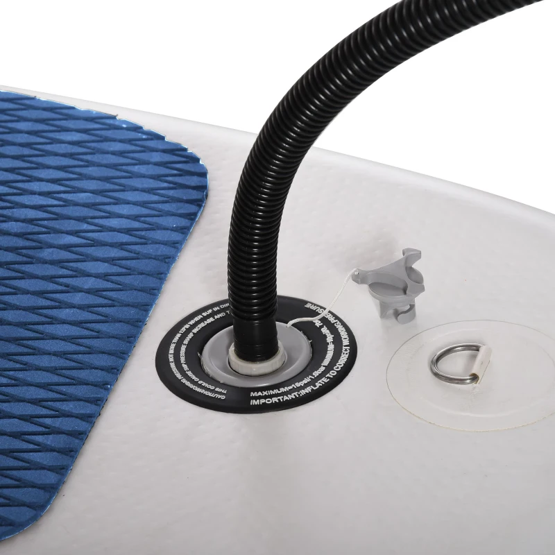 HOMCOM Tabla de Paddle Surf Hinchable 305x80x15 cm con Remo de Aluminio Ajustable Desmontable Cubierta Antideslizante y Accesorios Completos Carga Máx. 120 kg Azul y Blanco