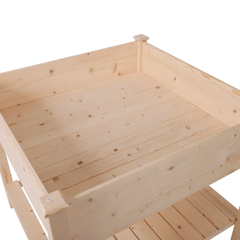 Outsunny Huerto Urbano Tabla de Crecimiento Mesa de Cultivo Vintage con Estante de Almacenaje Mesa Exterior Jardín para Plantación 91x91x81cm Madera