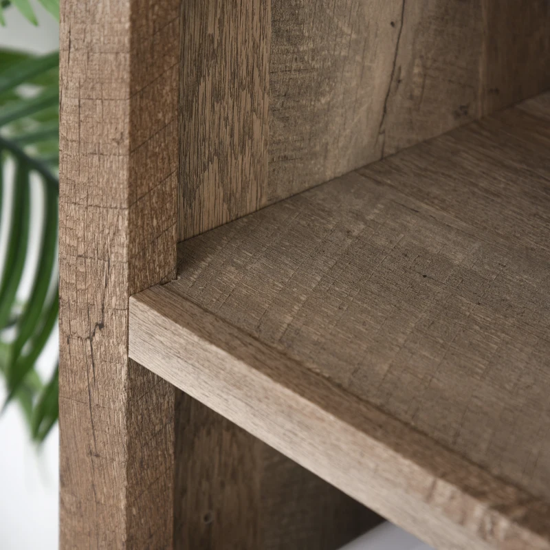 HOMCOM Armario de Libros Librería de Salón con 2 Puertas de Vidrio 3 Estantes Abiertos y Estante Ajustable 76x40x180 cm Natural