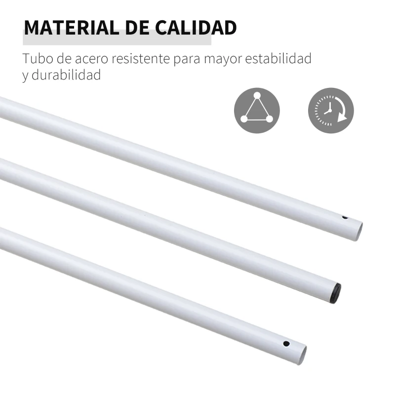 Outsunny Poste para Toldo Vela o Toldo de Refugio Mástil para Tienda de Campaña Fácil de Montar y Desmontar 2,5x300 cm Blanco