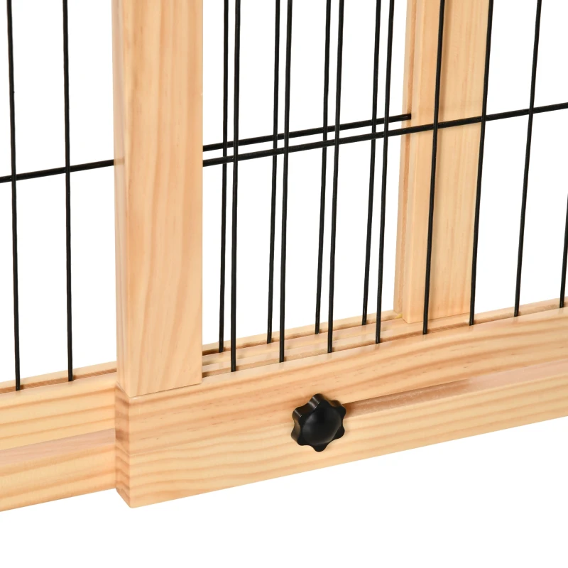 PawHut Barrera de Seguridad para Perros Extensible Barrera para Perros en Casa de Madera 104-183x36x69 cm Natural