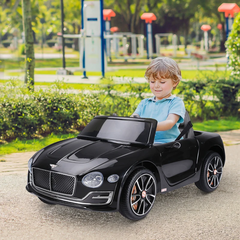 HOMCOM Coche Eléctrico para Niños Bentley GT Coche de Batería para Niños de +3 Años Velocidad 2,5-5 km/h 108x60x43 cm Negro