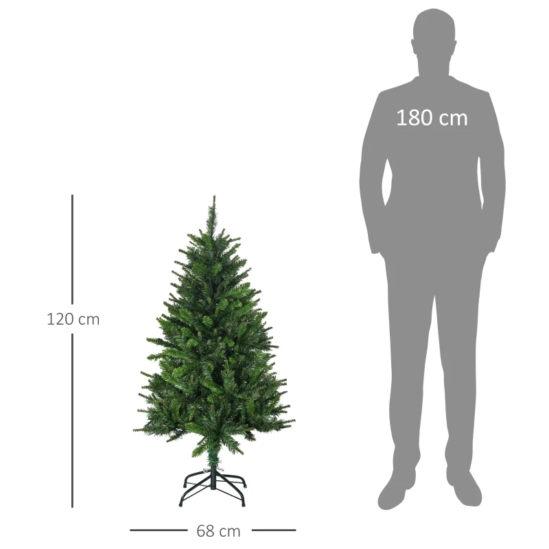 HOMCOM Sapin de Noël artificiel avec 310 branches support en acier socle pliable en acier hauteur 120 cm vert