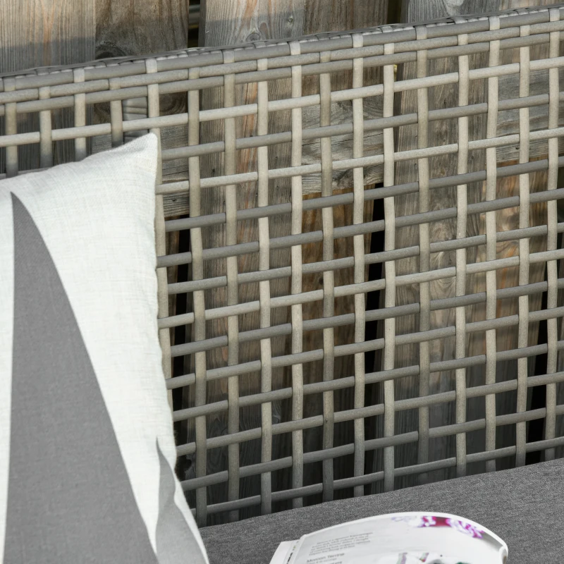 Outsunny Sofá de Ratán Estructura de Aluminio Dos Plazas con Cojín Desmontable Sillón Mueble de Jardín 118x75x79cm para Patio Exterior al Aire Libre Gris