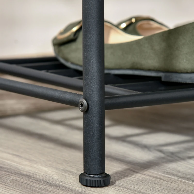 HOMCOM Perchero con Zapatero Perchero Entrada Recibidor con 18 Ganchos 3 Estantes para Zapatos para Pasillo 67x30x185 cm Negro