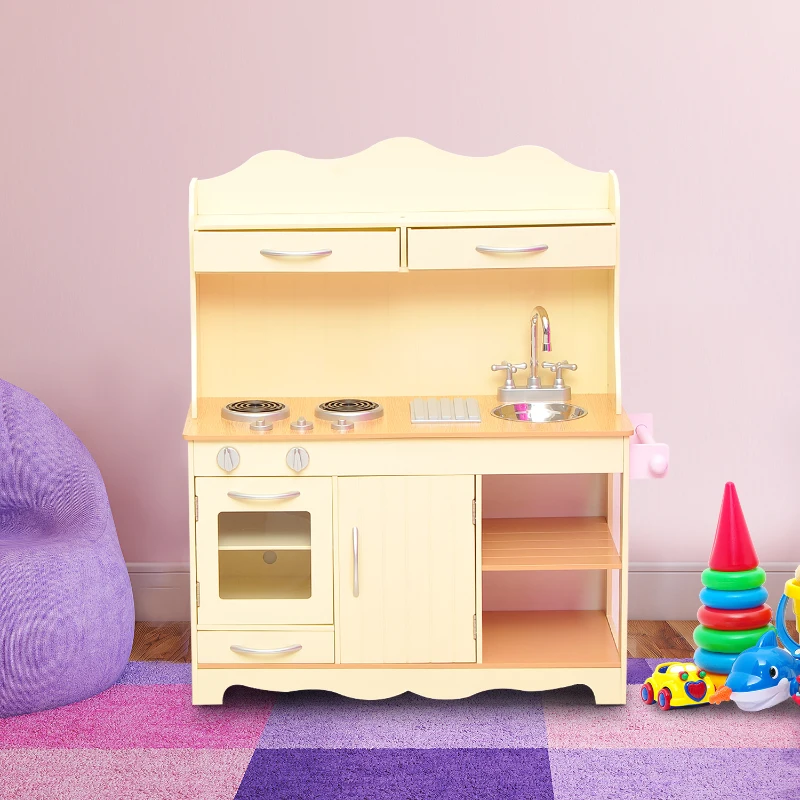 Cocina de Juguete para Niñas Set Juego Cocinita Sonido Infantil Amarillo 3 Años