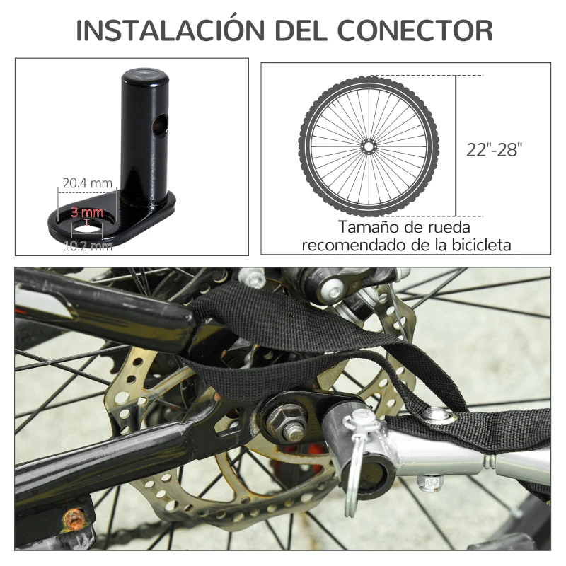 PawHut Remolque Bicicleta Perros Mascota con Anillo Bandera Reflector de Seguridad Remolque Bici Cabina 78x55x65cm