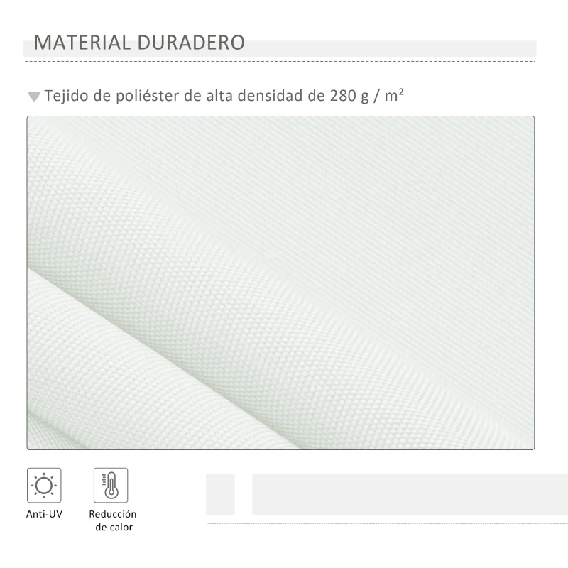 Outsunny Toldo Manual 395x245 cm con Manivela Toldo Balcón Patio Terraza de Aluminio y Tejido Poliéster 280 g/m² Anti-UV Blanco