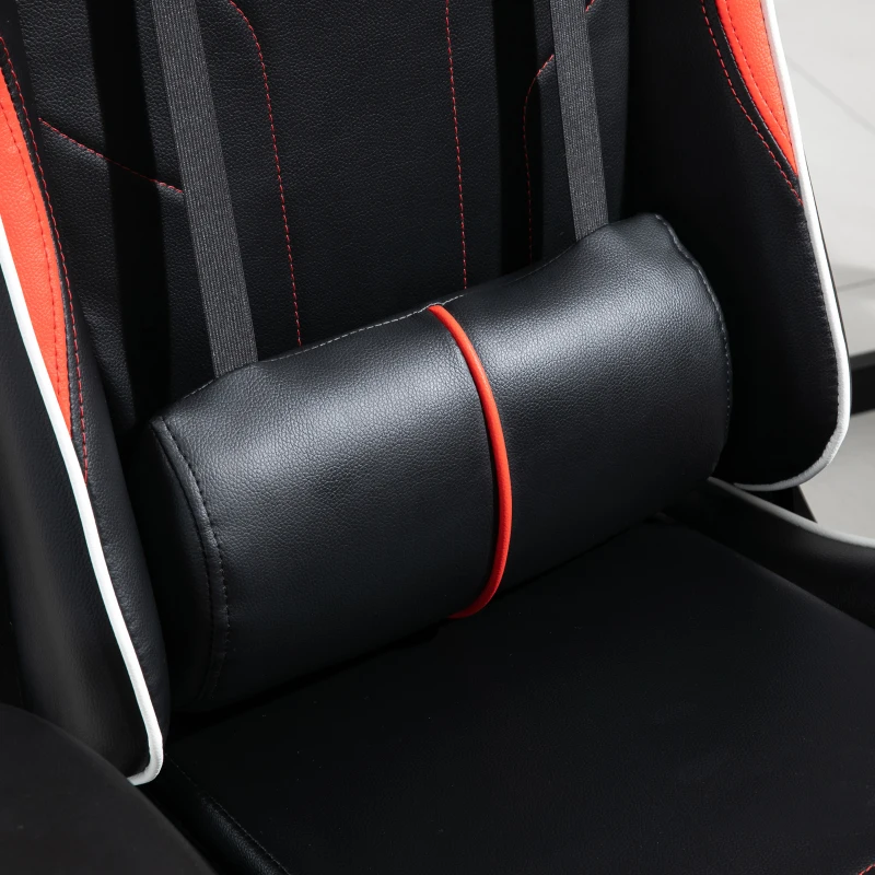 Vinsetto Silla Gaming Silla Racing Reclinable 160° Silla Gamer Altura Ajustable con Reposacabezas 70x60x128-138 cm Negro y Rojo