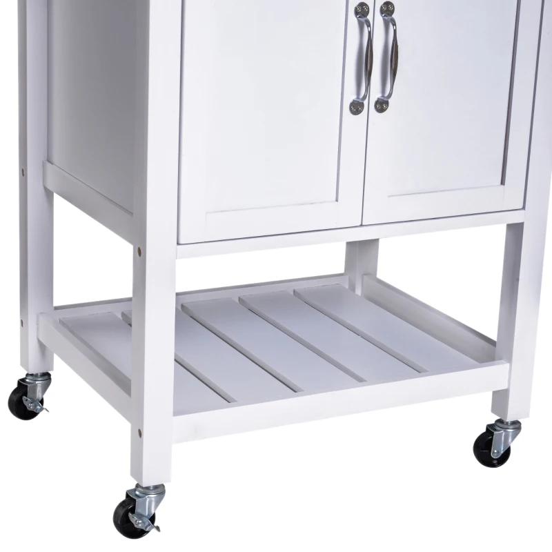 HOMCOM Carro de Cocina Carrito de Servir Multiusos Estantería Carrito Auxiliar con Ruedas para Baño Dormitorio con Estante Cajón Armario 65x48x90cm