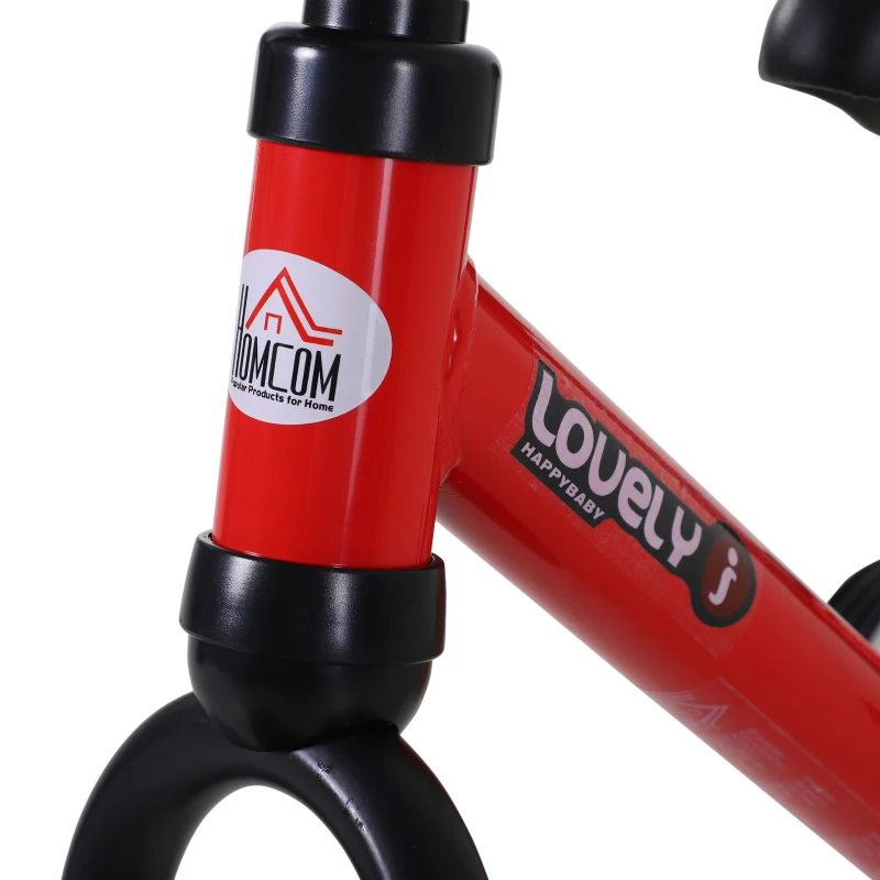 HOMCOM Bicicleta de Equilibrio con Pedales y Ruedas Entrenamiento Extraíbles de Asiento Regulable 33-38cm Niños +24 Meses Carga 25kg Rojo
