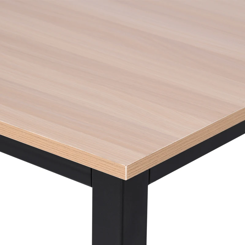 HOMCOM Mesa de Escritorio con Marco de Acero y Patas Ajustables Mesa de Estudio para Oficina Hogar 120x60x76 cm Negro y Natural