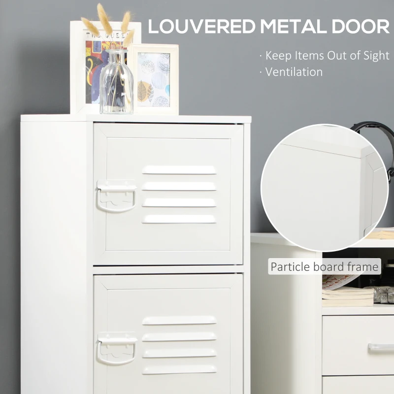 HOMCOM Rolling Storage Cabinet 3-Tier Mobile File Cabinet with Wheels & Metal Doors for Home Office, Living Room, White