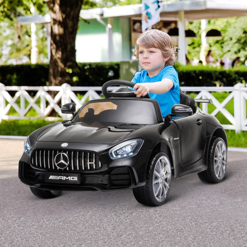HOMCOM Coche Eléctrico para Niños Mercedes GTR Coche de Batería para Niños de +3 Años 12V Mando a Distancia 105x58x45 cm Negro