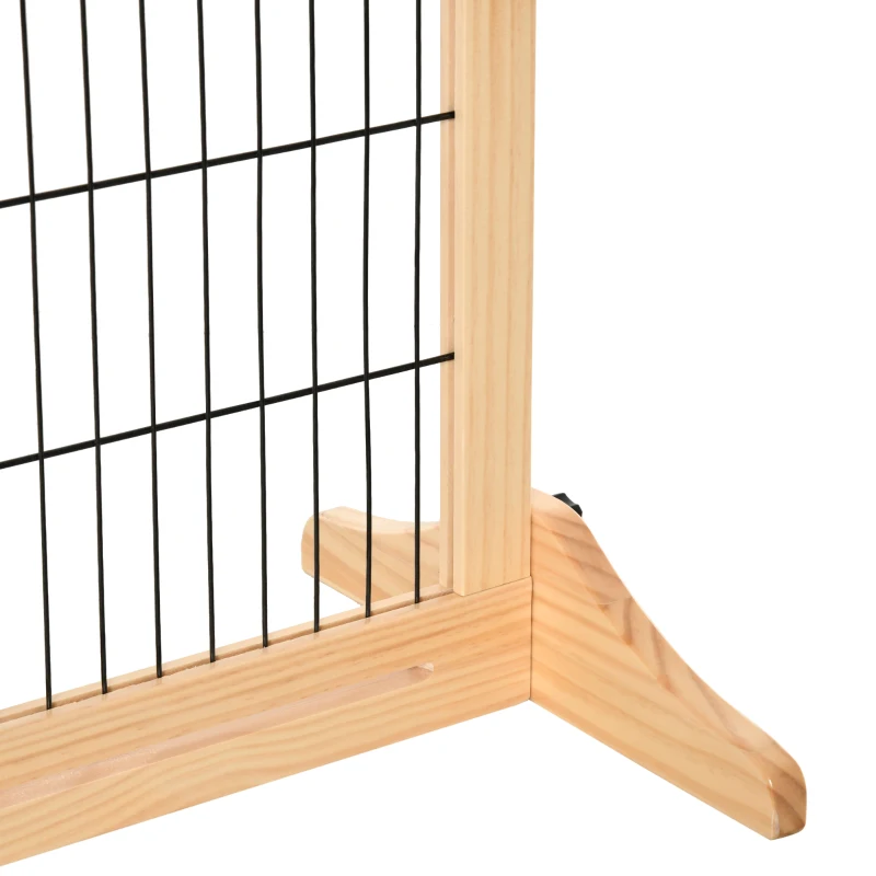 PawHut Barrera de Seguridad para Perros Extensible Barrera para Perros en Casa de Madera 104-183x36x69 cm Natural