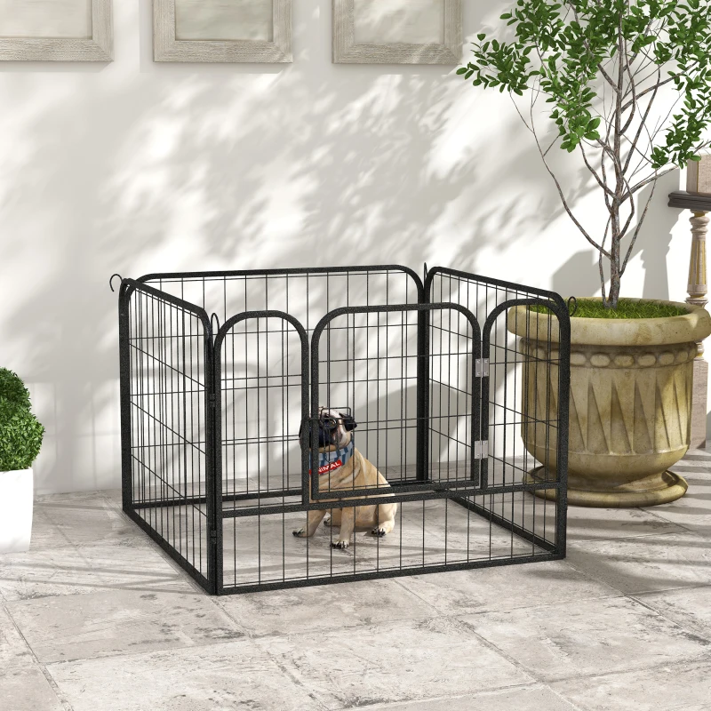 PawHut Parque para Perros de 4 Paneles Parque de Juegos Plegable para Mascotas para Exterior e Interior 82x82x60 cm Gris