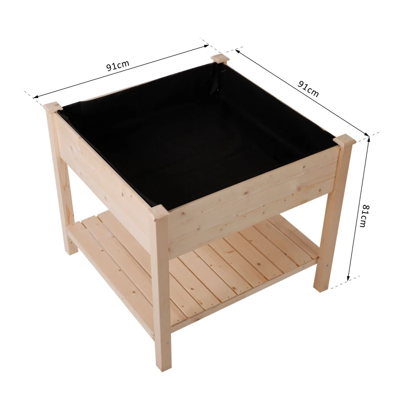 Outsunny Huerto Urbano Tabla de Crecimiento Mesa de Cultivo Vintage con Estante de Almacenaje Mesa Exterior Jardín para Plantación 91x91x81cm Madera