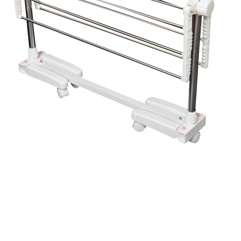 HOMCOM Tendedero de Ropa Plegable 80x55x172 cm con 6 Ruedas y 4 Estantes con Altura Regulable de Acero Inoxidable Plateado