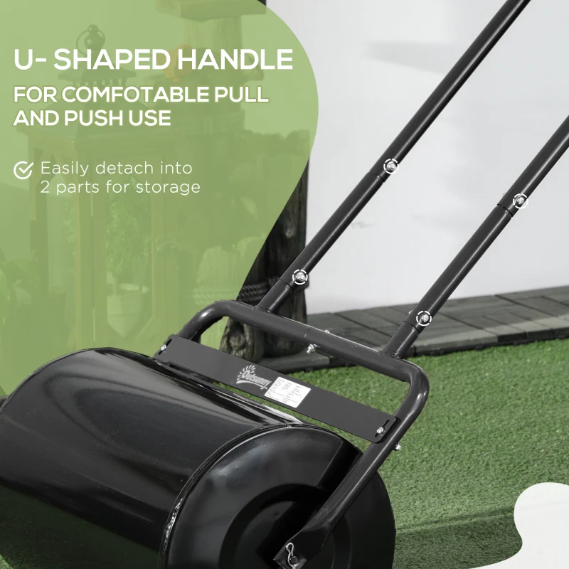 Outsunny 38L Fillable Cylinder Steel Lawn Roller - Black