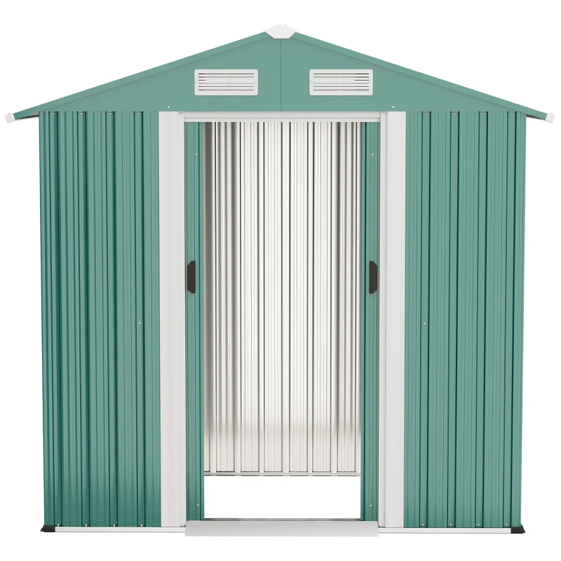 Outsunny 6x3ft Garden Metal Storage Shed w/ Double Sliding Door & Air Vents, Tool Storage for Backyard Patio Lawn, Green
