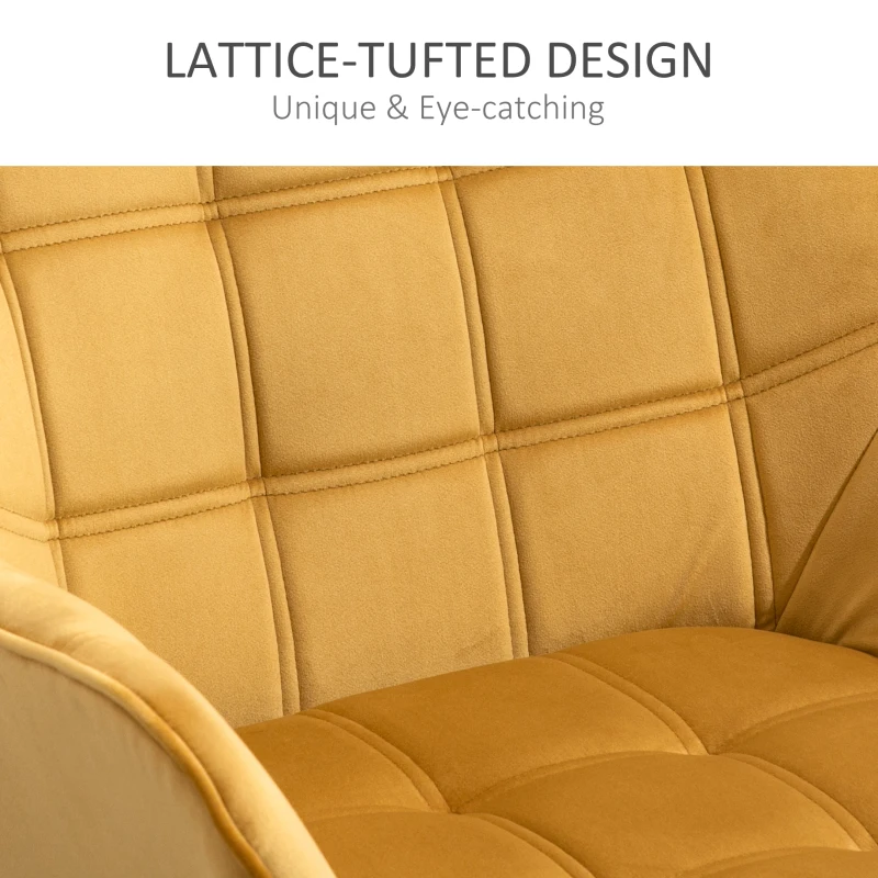 HOMCOM Accent Chair, Arm Chair with Wide Arms, Slanted Back, Thick Padding and Rubber Wooden Legs for Living Room Yellow