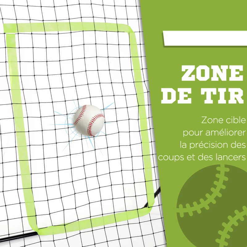 HOMCOM Filet de rebond de football 123L x 90l x 174H cm cible et sardines de fixation fournies noir vert