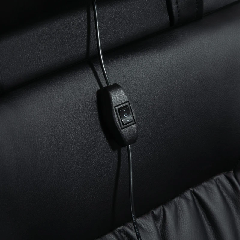 Vinsetto Sedia da Ufficio, Poltrona da Scrivania in Ecopelle, Spessa Imbottitura Reclinabile fino 135° con Cuscino Rimovibile e Massaggiante, Nera