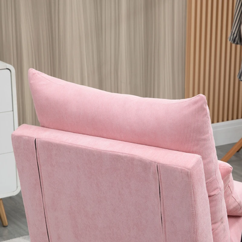 HOMCOM Armchair with Ottoman, incl. Cushion, 68 cm x 91.5 cm x 88 cm, Pink