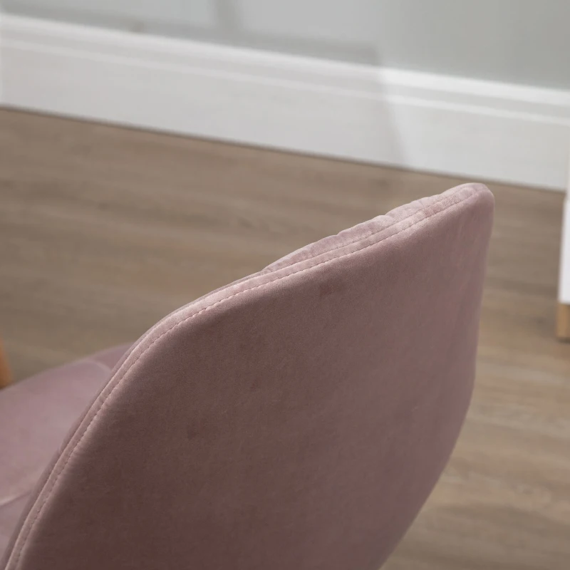 Vinsetto Sedia da Ufficio Girevole , Design Ergonomico e Regolabile Senza Braccioli, Rosa, 59x59x81-91cm