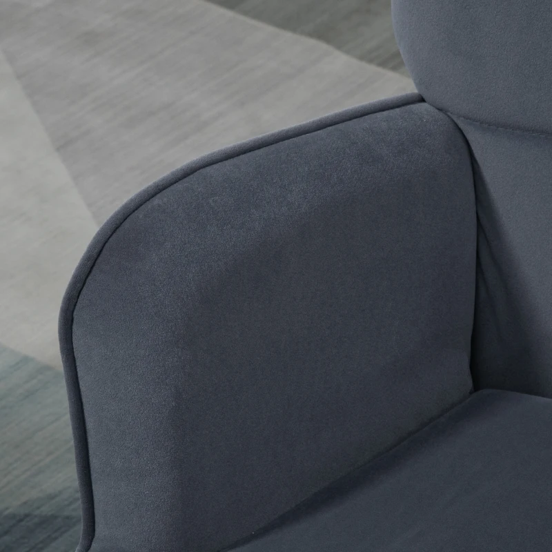 HOMCOM Fauteuil met ottomaan, relaxfauteuil. Knoopsteek, donkergrijs.