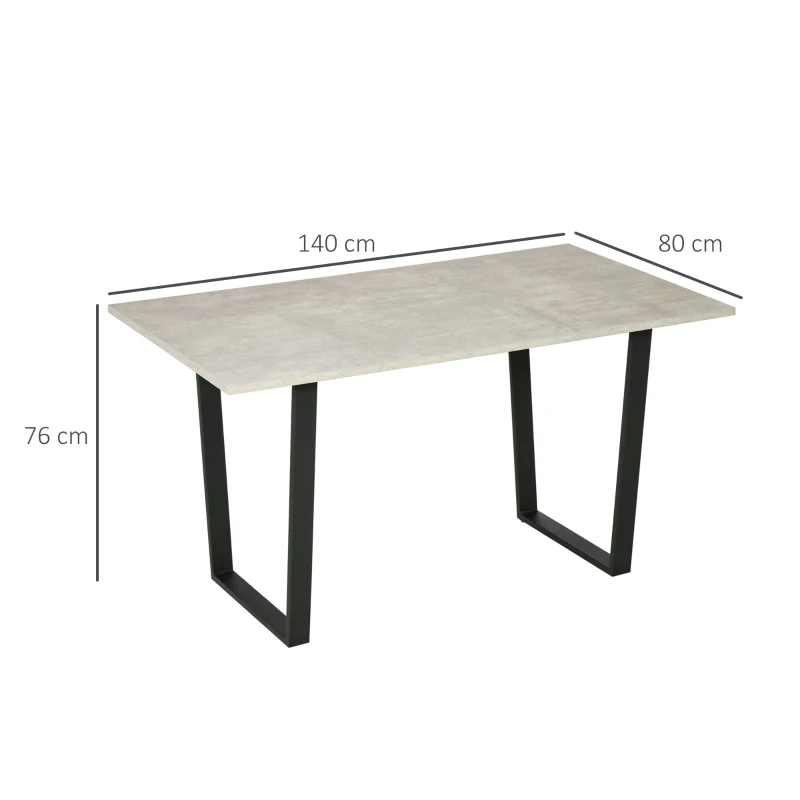 HOMCOM Esstisch Beistelltisch mit Kufengestell modern Küchentisch im Zementoptik Beton Esszimmertisch Tisch Hellgrau 140 x 80 x 76 cm