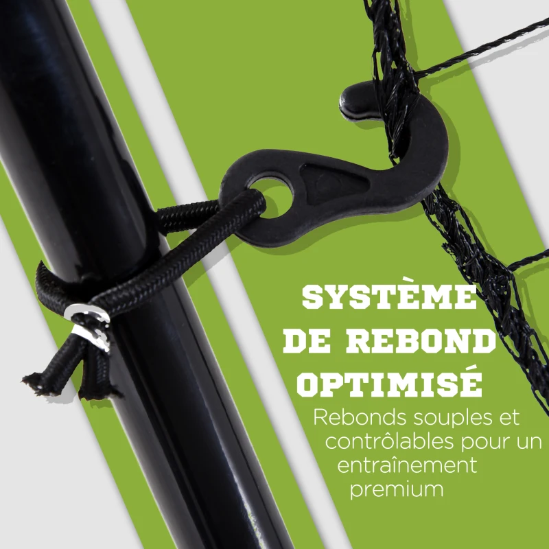 HOMCOM Filet de rebond de football 123L x 90l x 174H cm cible et sardines de fixation fournies noir vert
