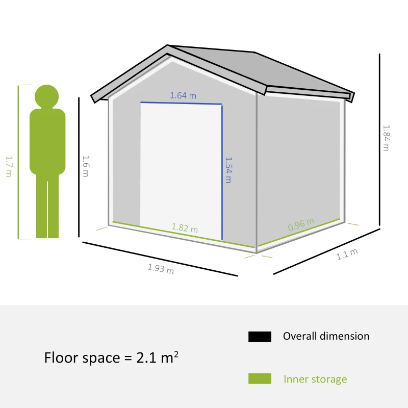 Outsunny 6x3ft Garden Metal Storage Shed w/ Double Sliding Door & Air Vents, Tool Storage for Backyard Patio Lawn, Green