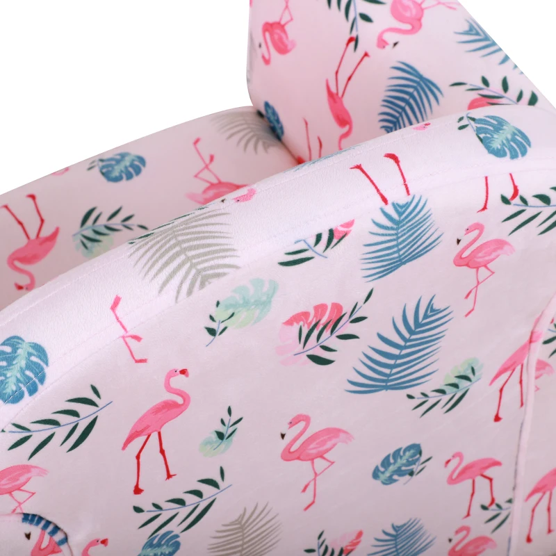 HOMCOM kinderbank mini-bank-stoel met antislipvoetjes patroon met roze flamingo‘s