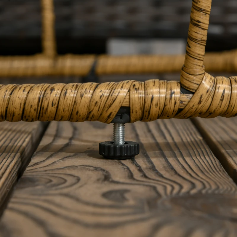 Outsunny 2er-Set Gartentische im Boho-Stil, wetterbeständig, stapelbar, 60 cm x 60 cm x 47 cm, Natur + dunkelgrau