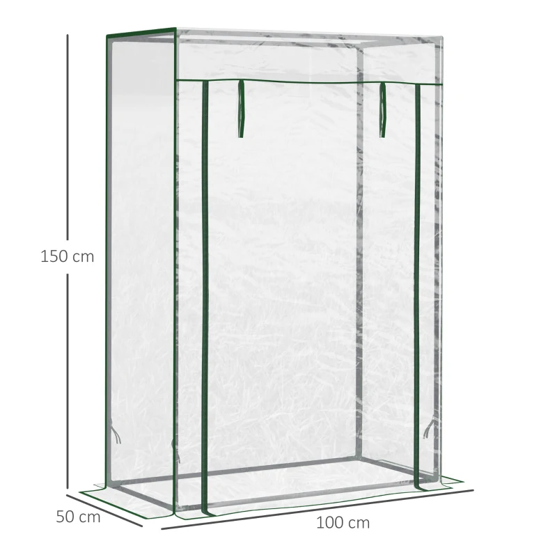 Outsunny Estufa com Porta Enrolável e Estrutura de Aço Estufa de Jardim para Cultivo de Plantas 100x50x150 cm Transparente