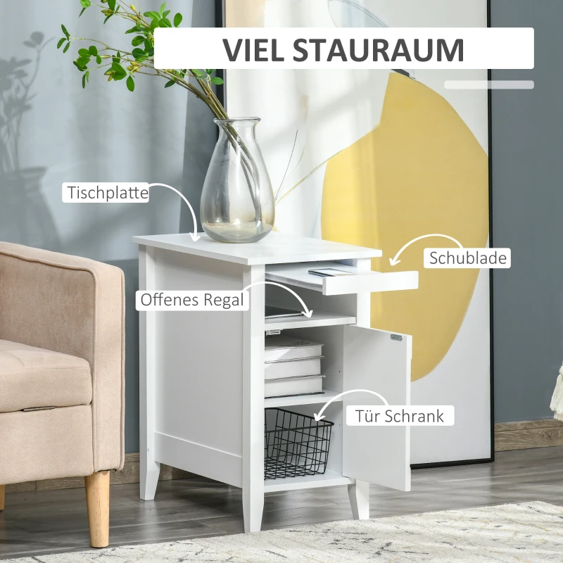 Stolik kawowy stolik nocny stolik okolicznościowy z szafką kolor biały