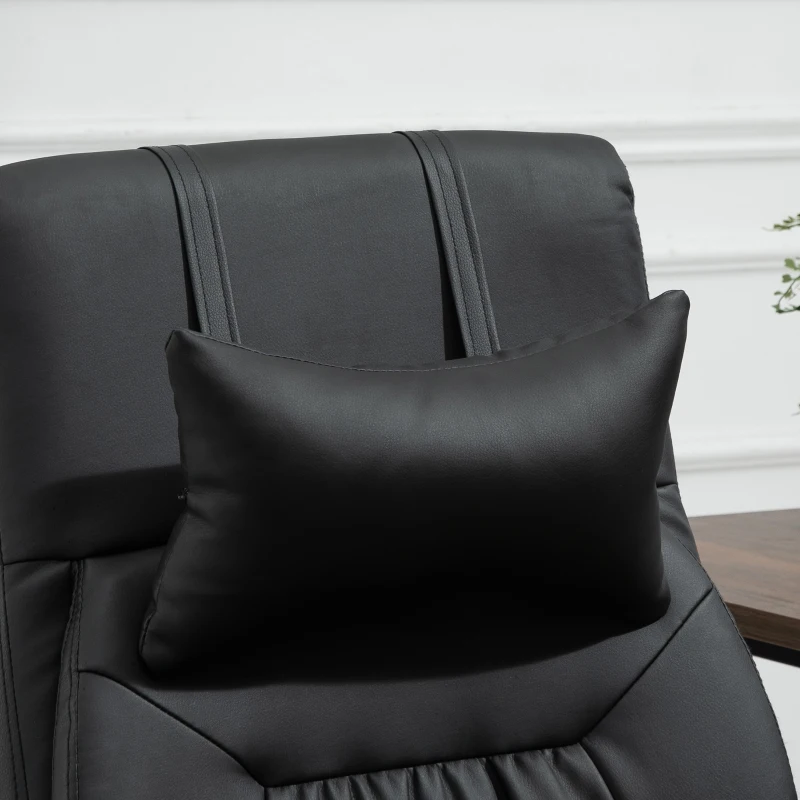 Vinsetto massagestoel directiestoel met warmtefunctie Massagefunctie 7 massagepunten, in hoogte verstelbare draaistoel met voetensteun, hoofdsteun, modern schuim PVC zwart 68 x 79 x 104-112 cm