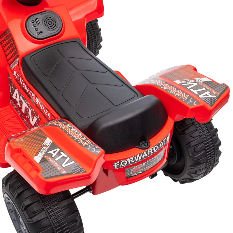 HOMCOM Quad buggy voiture électrique enfant quad électrique 18-36 mois 6 V 2 Km/h max. rouge(m-9)