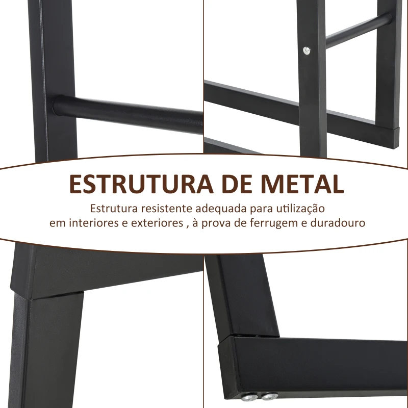 HOMCOM Suporte para Lenha de Metal Porta Lenha Metálico para Interior e Exterior Carga Máxima 100 kg 40x25x100 cm Preto