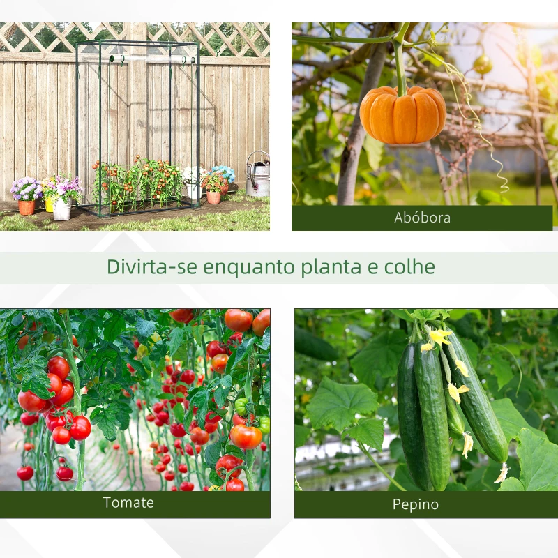 Outsunny Estufa com Porta Enrolável e Estrutura de Aço Estufa de Jardim para Cultivo de Plantas 100x50x150 cm Transparente