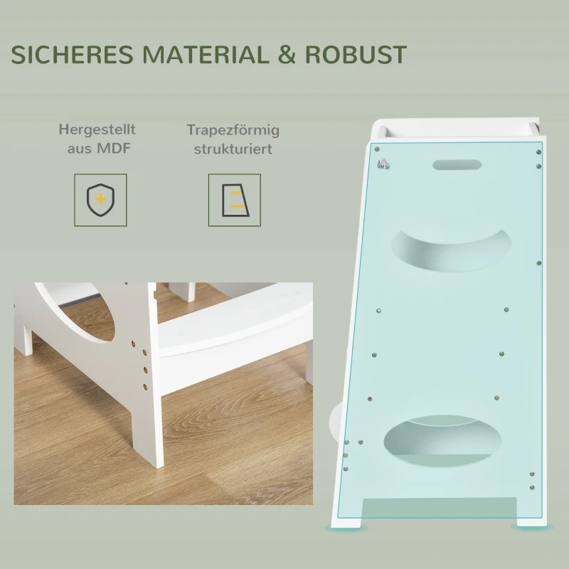 HOMCOM Lernturm für Baby Tritthocker Schemel Stehender mit 3 Stufen  Küchenhelfer für 3+ Jahre Kinder Jahre Sicherheit Bad Schlafzimmer Küche Weiß 40 x 50 x 90 cm