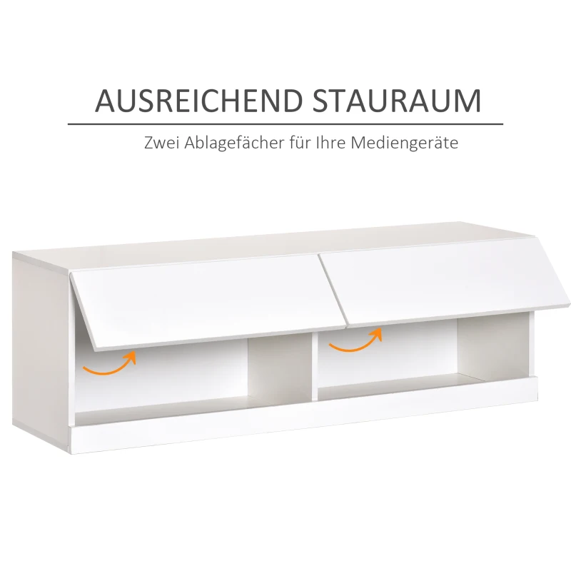 HOMCOM TV-Hängeschrank mit LED-Beleuchtung, 16 Blinkmodi, Wandmontierter TV-Schrank, Offene Regale, 120 x 35 x 40,5 cm, Weiß