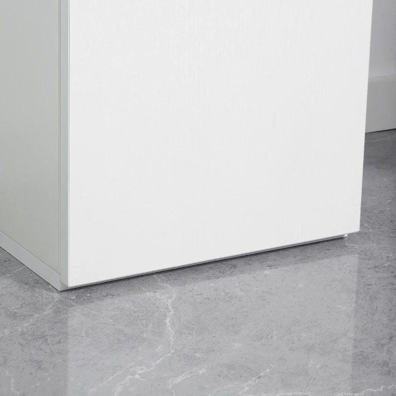 kleankin Mobile Bagno con Ripiano Regolabile, 2 Ripiani Chiusi e un Cassetto in Legno, 30x28x180 cm, Bianco