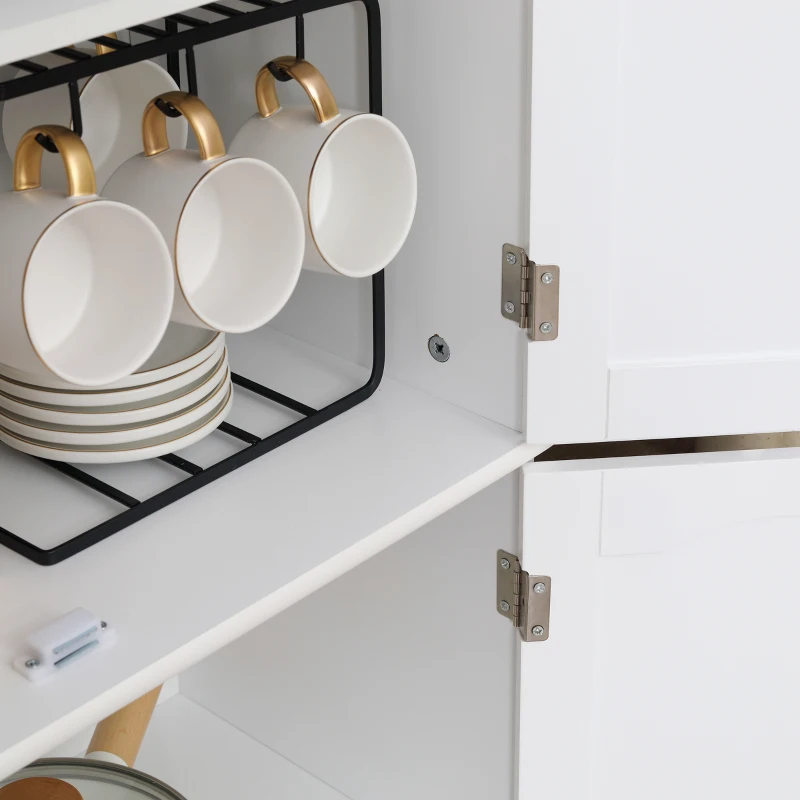 HOMCOM Küchenschrank Landhausstil  2 Schränke 6 Regale 61 cm x 30,5 cm x 183 cm MDF-Holz Weiß