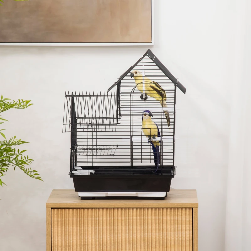 PawHut Bird Cage Budgie Cage Metal Aviary for Finch, Canary with Tray Handle, 39 x 33 x 47cm