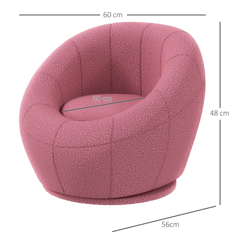 HOMCOM Fauteuil met pluche, accentfauteuil, pluche fauteuil, draaibaar, roze
