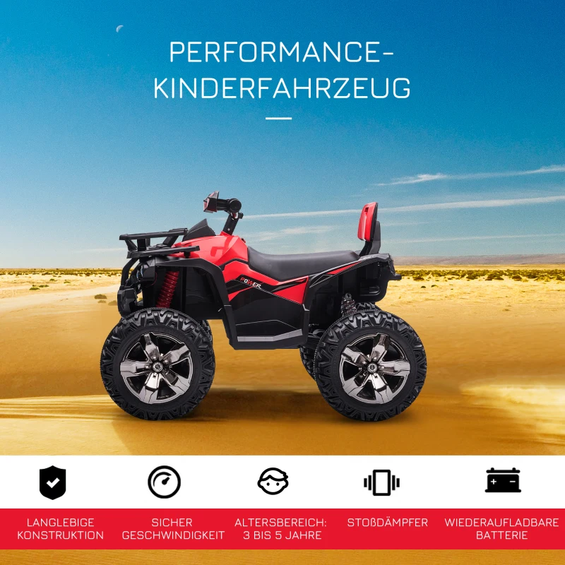 HOMCOM Elektrische kinderquad kindermotor 3-8 km/u 45 minuten bedrijfstijd LED-licht