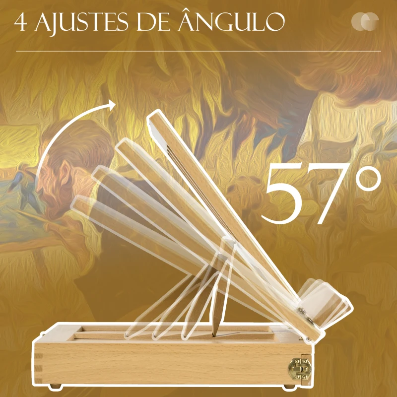 Vinsetto Cavalete de Mesa Ajustável Caixa Cavalete de Madeira de Faia com Gaveta de Armazenamento e Dobrável 33,5x26x26 cm Madeira